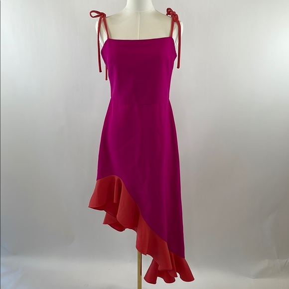 Christian Siriano Pink Tie Shoulder Dress Size 6 - Picture 8 of 15